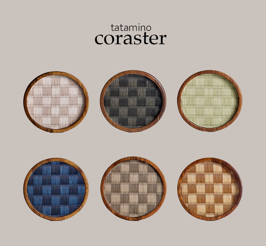 Tatami coaster, premium designs 7–12 — handwoven in Kumamoto
