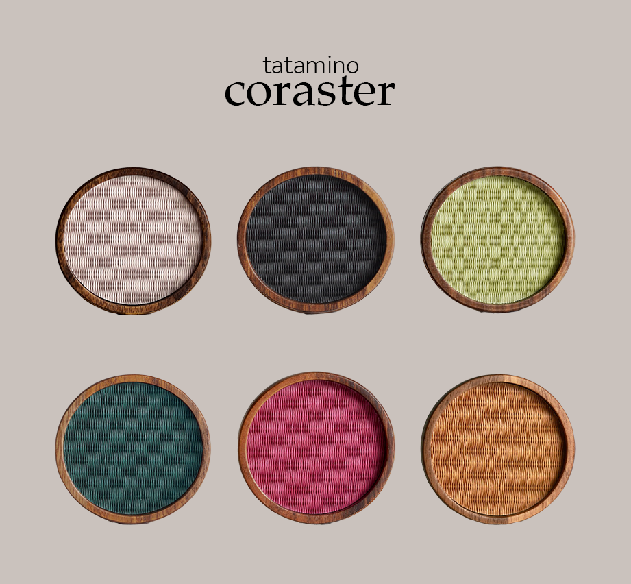 Tatami coaster, premium designs 1–6 — handwoven in Kumamoto